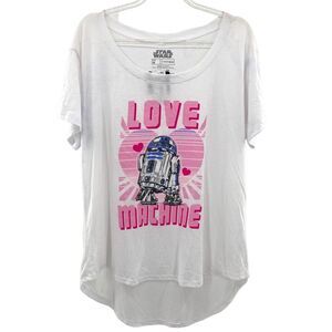 Star Wars R2D2 Love Machine Juniors T-Shirt New White Pink NWT‎